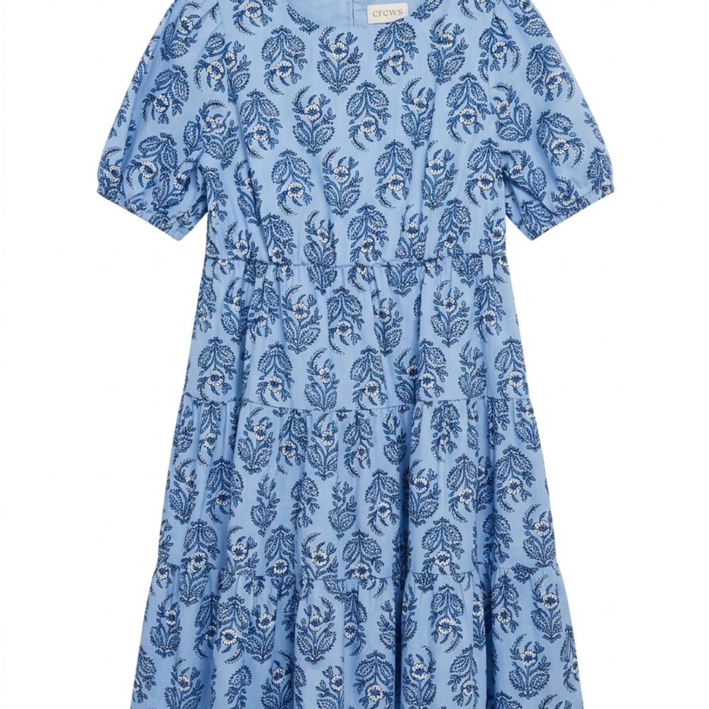 NWOT Crewcuts Light Blue Floral Tiered Dress sz 5